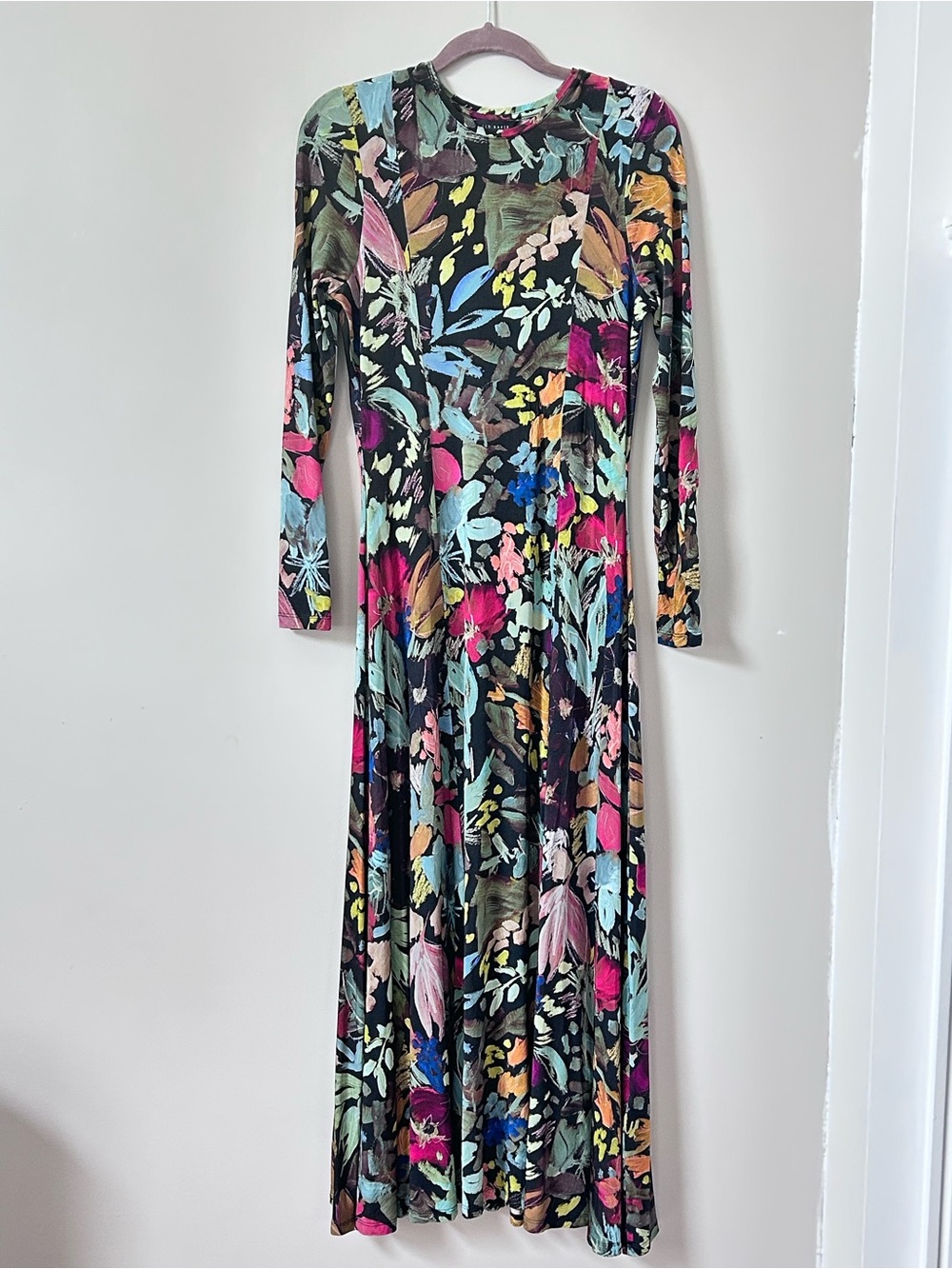 Like New Ted Baker Floral Long-Sleeve Midi Dress in Multi Size 3 - Picture 7 of 7